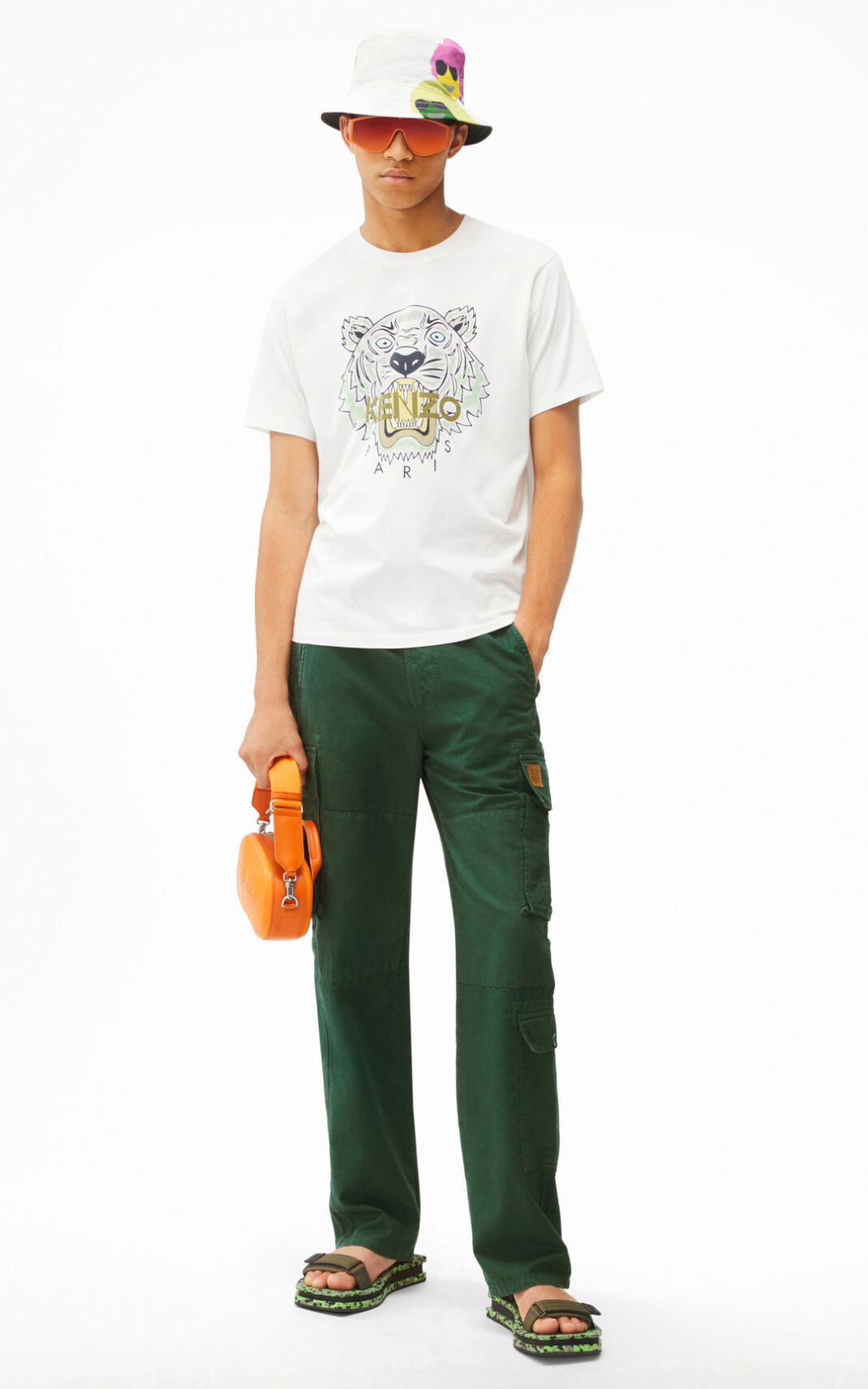 T Shirt Kenzo Tiger Homme Blanche | KHYO-87405